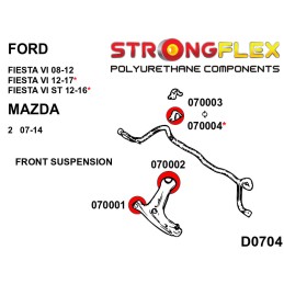 P076151A : Silentblocs de suspension avant KIT SPORT pour Fiesta VI/ST, Ka/Ka+, Mazda 2/Demio II MK6 ST (12-16)
