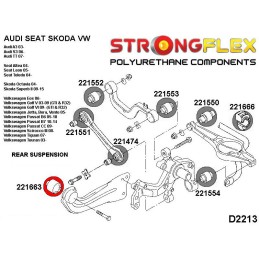 P221663A : Barre d'accouplement arrière aux silentblocs avant du châssis SPORT pour Audi, Seat, Skoda, VW 8P (03-13) FWD