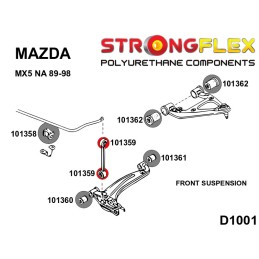 P101359A : Douilles avant et arrière pour barre anti-roulis SPORT pour Mazda MX-5, Mazda Na, Mazda NB I (89-98) NA