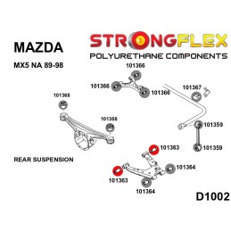 P101363B : Douilles de suspension intérieure inférieure arrière pour Mazda MX-5, Mazda Na, Mazda NB I (89-98) NA