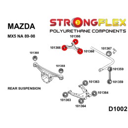 P101366B : Silentblocs de suspension supérieure intérieure et extérieure arrière pour Mazda MX-5, Mazda Na, Mazda NB I (89-98) N