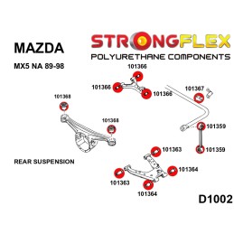 P106127B : Silentblocs de suspension arrière KIT pour Mazda MX-5, Mazda Na I (89-98) NA