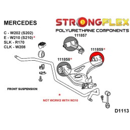 P111859B : Bras inférieurs avant - bagues arrière pour Mercedes Classe C W202, Mercedes SLK R170, CLK W208 W202 (93-01)