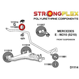P111814B : Barre stabilisatrice avant - bagues intérieures pour Mercedes Classe C, Classe E, CLK, SLK, SL W202 (93-01)