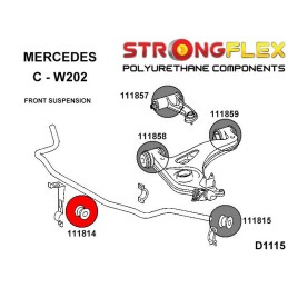 P111814B : Barre stabilisatrice avant - bagues intérieures pour Mercedes Classe C, Classe E, CLK, SLK, SL W202 (93-01)