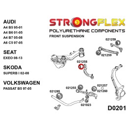 P021258A : Traverse inférieure avant - bagues arrière SPORT pour Audi, Seat, Skoda, VW B5 (95-01) FWD