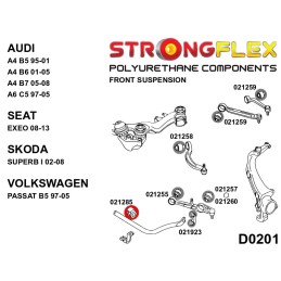 P021285A : Bagues de barre antiroulis avant SPORT pour Audi, Porsche Macan, Seat, Skoda, VW B5 (95-01) FWD