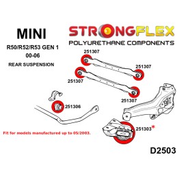 P256203B : Bagues de suspension arrière KIT pour Mini R50,R52,R53 Mini R50/R52/R53 (00-06)