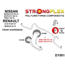 P151934B : Douilles de barre antiroulis avant, Micra, Note, Tiida, Renault Clio III, Captur, Modus III (02-10) K12