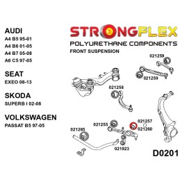 P021260A : Douilles extérieures de triangle inférieur avant 37mm SPORT pour Audi A4 B6, B7, Seat Exeo B6 (01-05) FWD