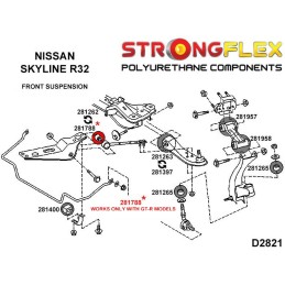 P281262B : Douilles pour bras de rayon inférieur avant et châssis, Nissan 200SX, 300ZX, Skyline V (88-93) S13