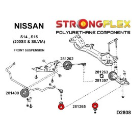 P281265B : Douilles de liaison de barre antiroulis avant, Nissan 200SX V (88-93) S13