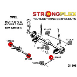 P131605B : Douilles du support d'hélice central arrière*** pour Opel GT, Ascona B, Manta B B (75-81)