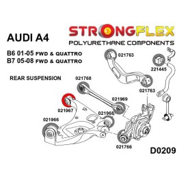 P021967B : Bras inférieurs arrière - bagues arrière pour Audi A4 B6/B7, Seat Exeo B6 (01-05) FWD