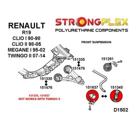 P151345B: Silentblocs des biellettes de barre antiroulis avant, Renault, Dacia 19 (93-01)