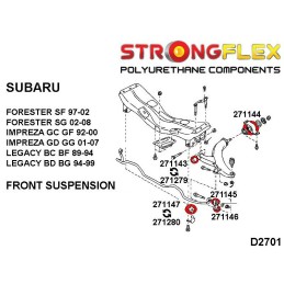 P276034B: Kit silentblocs de suspension avant, Impreza GC, GF, GD, GG, Legacy, Saab 9-2 9-2X (04-06)