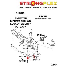P276117B: Kit silentblocs de barre stabilisatrice avant, Baja, Saab 9-2, Subaru Impreza GD GG, Legacy BE BH 9-2X (04-06)