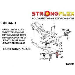 Silentblocs en polyuréthane pour la barre stabilisatrice avant, Legacy, Forester, Baja, Saab 9-2 9-2X (04-06)