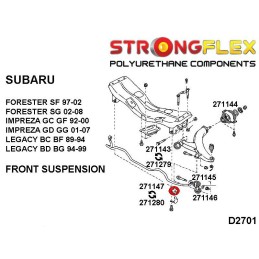 P271147B: Silentblocs de barre stabilisatrice avant 15-29mm, Forester, Impreza, Legacy, Liberty I (97-02) SF
