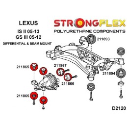 Silentblocs de support de différentiel arrière, Lexus GS III, Lexus IS I 200/300, Lexus IS II, Toyota Altezza, III (05-11) S190