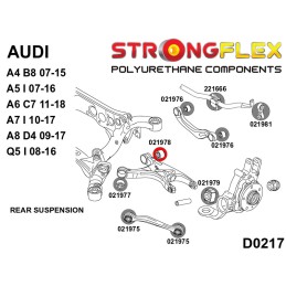 P021978B : Bras inférieurs arrière - bagues arrière pour Audi A4, A5, A6, A7, A8, Q5 B8 (07-15) FWD