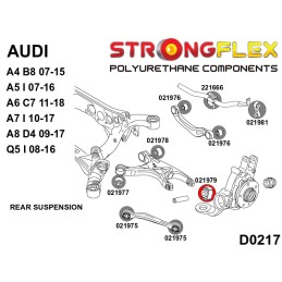 P021979B : Moyeu arrière - silentblocs avant pour Audi A4, A5, A6, A7, A8, Q5 B8 (07-15) FWD