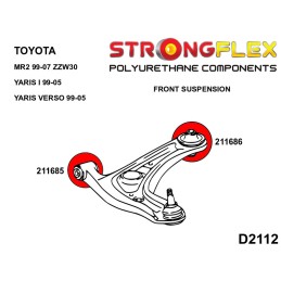 Silentblocs des bras inférieur avant en polyuréthane avant/arrière, Toyota MR2 III, Yaris I III (99-07) W30