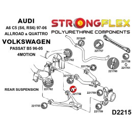 P221756B : Douilles de bras inférieurs arrière pour Audi A6 C5 Quattro & Allroad, VW Passat B5 4Motion C5 (97-04) Quattro & Allr