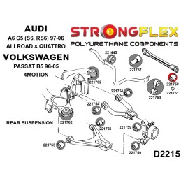 P221758A : Douilles extérieures de biellette de voie arrière SPORT pour Audi A6 C5, VW PAssat B5 4Motion C5 (97-04) Quattro & Al