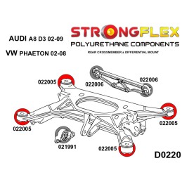P022005A : Bagues de sous-châssis arrière SPORT pour Audi A8 D3, VW Phaeton D3 (02-09)