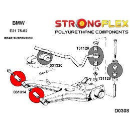 P031314B : Silentblocs des bras arrière, BMW Serie 02, 3 E21 E28 E30 E36 Compact, Serie 5 E28, Z3 E114 1500 - 2002 (62-77)