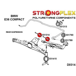 P031314B : Silentblocs des bras arrière, BMW Serie 02, 3 E21 E28 E30 E36 Compact, Serie 5 E28, Z3 E114 1500 - 2002 (62-77)