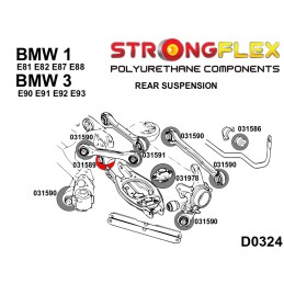 P031589A : Bagues de bras latéraux inférieurs arrière au châssis SPORT pour BMW Serie 1, Serie 3, X1 E81 E82 E87 E88